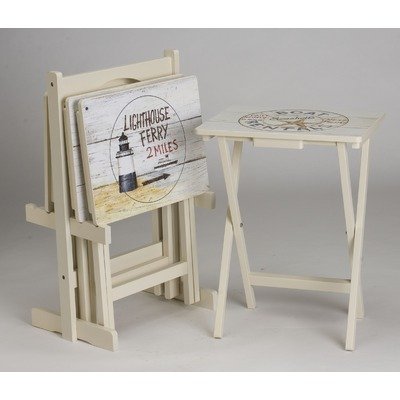 Cape Craftsman TV Tray Set with Stand, Nautical, Set of 4