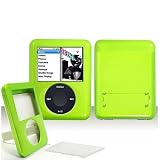 Apple Ipod Nano 3rd Generation Solid Neon Green Protective Case With Lens and Leg Stand