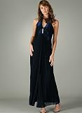 Pleated Rhinestone Halter Sheath Dress for Bridesmaid Formal Prom