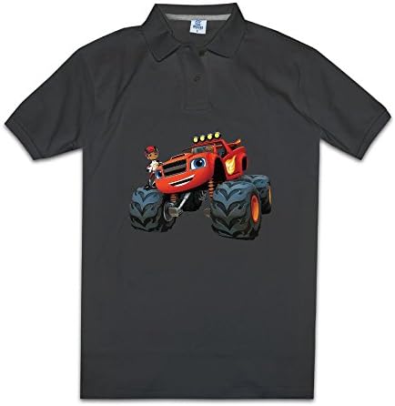 Q5JL Men's Blaze And The Monster Machines Short Sleeve Pique Polo Shirts Jersey XXL Black