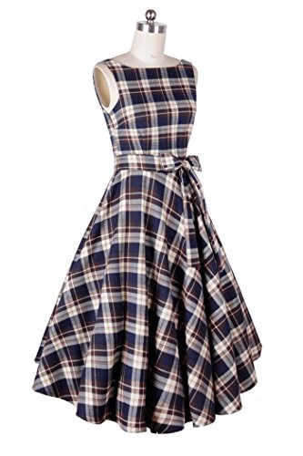 Dressystarレディース チェック　フォーマル ショート丈　結婚式 発表会　女生ワンピース ヴィンテージドレス 欧美復古風　パーティー お呼ばれワンピース