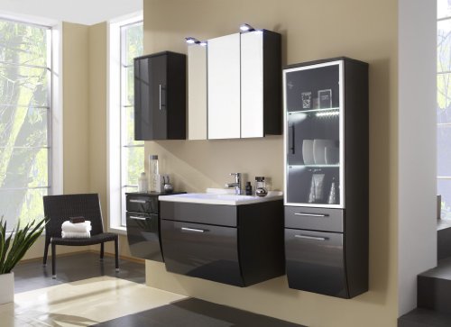 Badezimmer SANTANA Anthrazit 5-tlg Komplett Badmöbel SET5