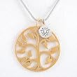 Tree of Life Pendant & Lotus Flower Charm in Vermeil and Sterling Silver on a 24" Rhodium Snake Chain, #8461