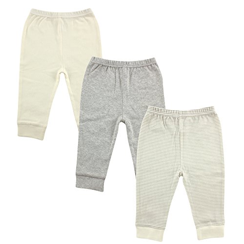 Luvable Friends 3-Pack Tapered Ankle Pants, Beige & Gray, 9-12 Months