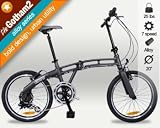GOTHAM2 Citizen Bike 20" 7-Speed Folding Bike with Alloy Frame (Graphite - Medium)