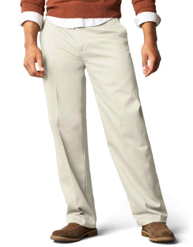 Dockers Men's Signature Khaki D3 Classic Fit Flat Front Pant, Cloud, 42X34