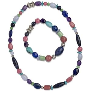 Carolyn Pollack Sterling Silver Beaded Magnetic Necklace and Bracelet Set by