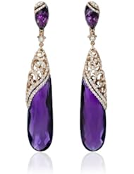 Diamond and Purple Amethyst 18k Rose Gold Dangle Earrings
