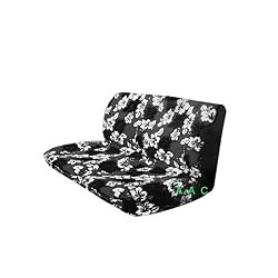 Universal-fit Hawaiian Bench Seat Cover - Charcoal Black Hawaii Hibiscus Floral Print