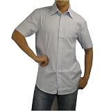Mens Tommy Bahama Indigo Palms blue pin-stripes short sleeve shirt. 100% authentic designer casual dress shirt made with top quality material and classic tailoring that fits fantastic! Great top to wear for hiking, golf or hanging out on the yacht.