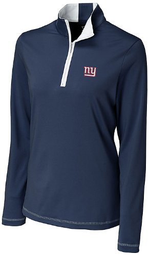 NFL New York Giants Women's CB DryTec Long Sleeve Choice Zip Mock Top, Navy Blue, X-Small at Amazon.com