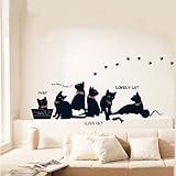 1 X Removable Black Cat Family Wall Sticker Room Bcakground Decor Decal.