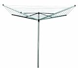 Brabantia Top Spinner Rotary Dryer with 45mm Metal Soil Spear, 40m, 4 arms, Metallic Grey