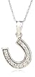 14k White Gold Diamond Horseshoe Pendant (.13 cttw, J Color, I2 Clarity), 18"