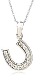 14k White Gold Diamond Horseshoe Pendant (.13 cttw, J Color, I2 Clarity), 18