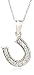 14k White Gold Diamond Horseshoe Pendant (.13 cttw, J Color, I2 Clarity), 18"