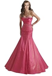 Strapless Lace-Up Beaded Cocktail Floor Length Taffeta Mermaid Evening Dress/Prom Dress 
