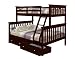 Bunk Bed Twin over Full Mission Style in Cappuccino with Drawers