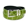Croc CELERY/LIME GREEN Bonded Leather Belt Silver-Tone Buckle Extra-Long XL