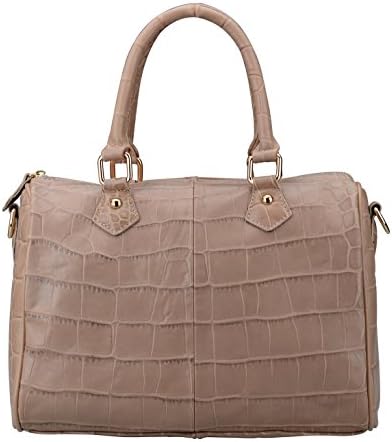 Fatteen Cat Women's Crocodile Embossed Leather Handbags (Apricot)