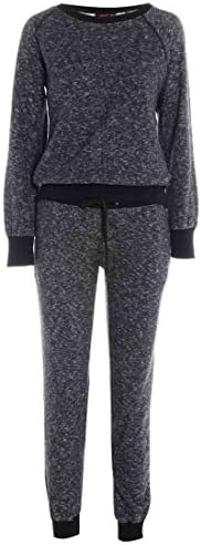 Charcoal S-4 - GG Women's Daya Melange Sweat Stripe Ladies TrackSuit
