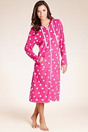 Cotton Rich Hooded Spotted Towelling Dressing Gown