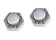 Hexagonal Marcasite Earrings with Mother of Pearl - 18 mm