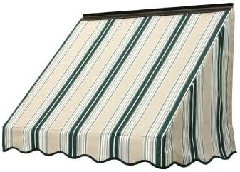 NuImage Awnings 60 In. x 24 In. 3700 Series Forest Green/Beige/Natural Fancy Stripe Fabric Window Awning