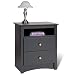 Sonoma 2 Drawer Tall Nightstand with Open Cubbie in Black Finish By Prepac Furniture