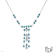 FPJ Vibrant Necklace With 0.70ctw Precious Stones - Genuine Tanzanites and Turquoises Made in 14K White Gold. Total item weight 10.8g Length 18in