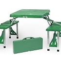 Folding Picnic Table (Green) (26"H x 58"W x 34"D (overall w seats out))