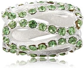 Everbling Glistening Meander with Peridot Austrian Crystal August Birthstone Authentic 925 Sterling Silver Solid Charm Fits Pandora Chamilia Biagi Troll Beads Europen Style Bracelets