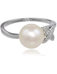 10k White Gold Freshwater Cultured Pearl Diamond Fashion Ring (0.06 cttw, G-H, I2 I3 Clarity)