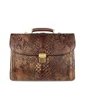 Review Ghibli  / Ghibli Women's Gold Brown Reptile Leather Double Gusset Briefcase