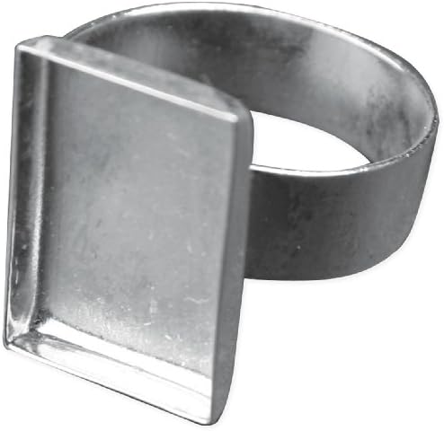Amate Studios Base Elements Adjustable Rectangle Ring Base, 1/Pkg, Silver Overlay, 11-Millimeter-by-16.9-Millimeter