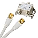 PLANEX 全端子電流通過型 高画質・地デジ/BS/CS/110度CS対応アンテナ2分配器+F型ネジ固定式アンテナケーブル(1m) 2本セット PL-ANT02PESET