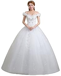 Floor Length Organza/Satin Floral Print  Full-Skirt Off the Shoulder Sequined Lace  Ball Gown Bandage Dress/Wedding Dress 