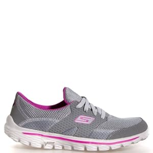 Skechers Womens GOWALK 2 Stance Gray/Purple Walking Shoe - 8.5