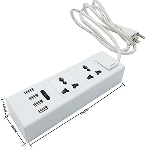 digitsea® Portable Power Strip with 2 Outlets for Universal world Travel Plugs and 4 USB Charger Ports, with 5.5 ft Power Supply Cord and US Standard 3 Pin Plug. Wide Range Input From 100v-240v, 50hz to 60hz, 2 Power Sockets to provide Maximum 2000W output. 2 USB ports for 5V 2.1A and 2 USB ports for 5V 1A output, with 10A sparkproof switch and operation indicator.