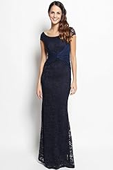 Scoop Neck Polyester/Spandex Cap Sleeves Floor Length Lace Sheer Shirred Mermaid Evening Dress/Maxi Dress  With a Sash 