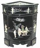 Asian Furniture & D&eacute;cor - 31" Ming Design Chinese Black Lacquer Oriental Corner Cabinet