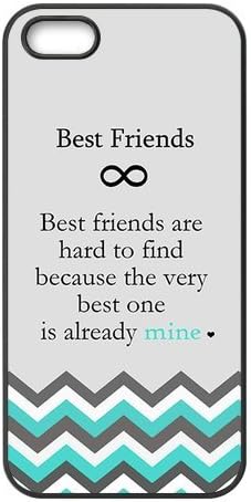 Case for iPhone 5 and 5S "Best Friend Are Hard to Find Because the Very Best One is Already Mine" Infinity Cyan and Gery Chevron Zigzag Design Black Protective Case
