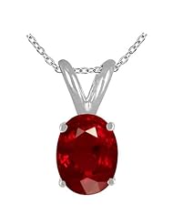 0.75Ct Oval Ruby Pendant in Sterling Silver
