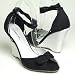 READER Canvas Leg Wrap Wedge Shoes Black