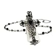 Burnished Silver Black Crystal 2" Cross Pendant Necklace Fashion Jewelry