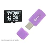 Patriot 4GB microSD Memory Card + USB Reader (Purple) for use with HTC EVO  ....