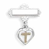 Baptismal Pin with Heart and Cross Charm