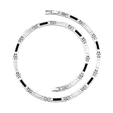 Mens Stainless Steel Necklace with Flat Black Carbon Fiber Links