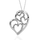 10k White Gold Diamond Heart Pendant (1/4 cttw, H-I Color, I2-I3 Clarity), 18