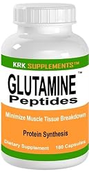 Glutamine Peptides 180 Capsules Amino Acid BCAA Lean Muscle 1500mg serving KRK SUPPLEMENTS